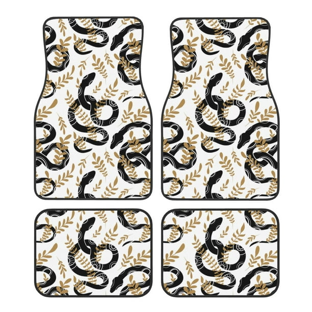 Fotbe Snake Juego de 4 Tapetes para Auto con Estampado – Alfombrillas de Goma Reforzada, Diseño Antideslizante, Protección para Todo el Año – Vehículos, Autos, Camionetas y SUVs