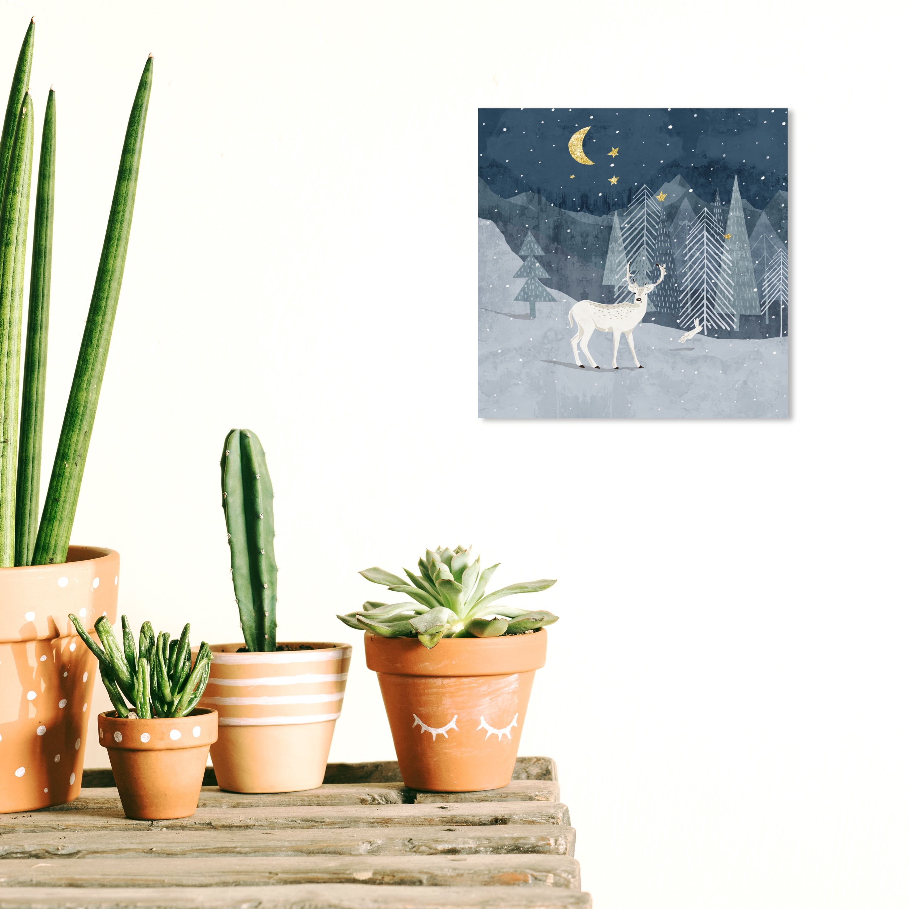 Wynwood Studio Snow Field Wild Life Night Animals Wall Art Canvas Print Blue 12x12