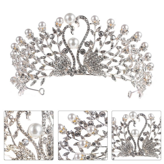 HEALEEP 1Set Bridal Tiara Rhinestone Crown 5.7x4.7x2.6in for Bride Photography Props Wedding Accessories