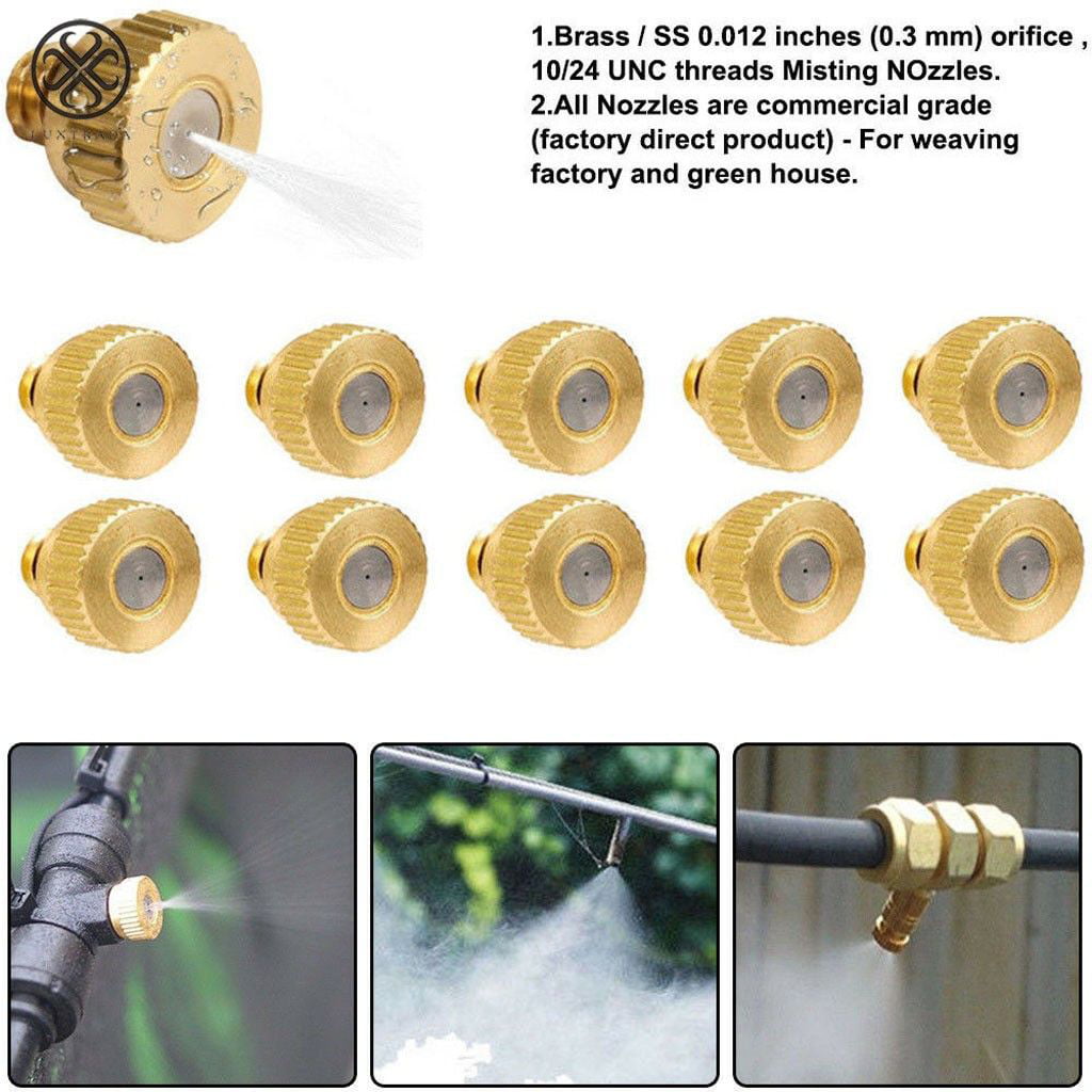 50X Brass Misting Nozzles Water Mister Sprinkle For Cooling System 0.012"10/24 Z 
