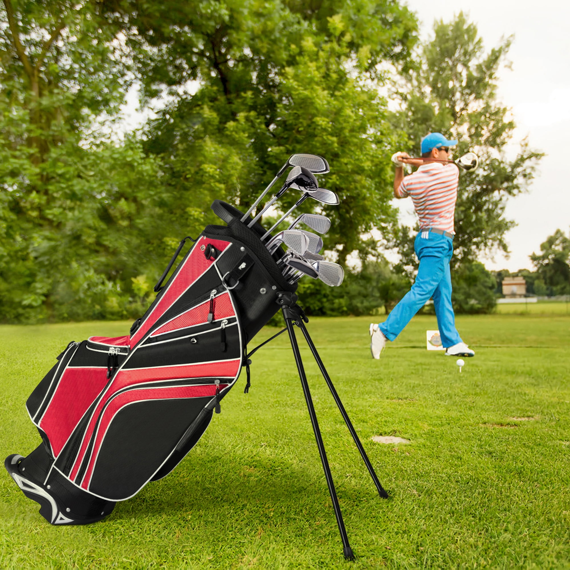 Gymax Golf Carry Bag Golf Stand Bag 6 Way Divider W Straps 7 Storage gymax-golf-carry-bag-golf-stand-bag-6-way-divider-w-straps-7-storage