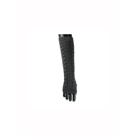 Knit Unisex Glove - 1606-D229 Unisex Thumbhole Fingerless Cable Knit Knitted Gloves F