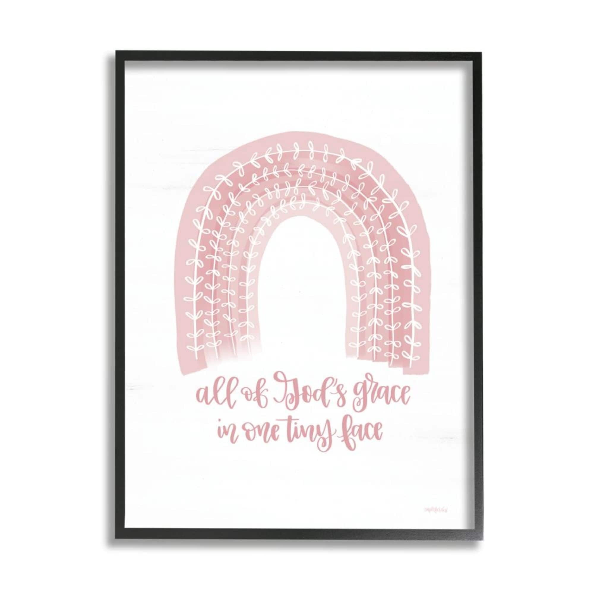 Stupell Industries God's Grace in One Face Phrase Pink Rainbow Design by Imperfect Dust