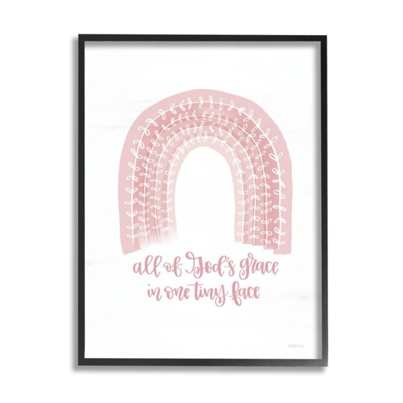 Stupell Industries God's Grace in One Face Phrase Pink Rainbow Design by Imperfect Dust