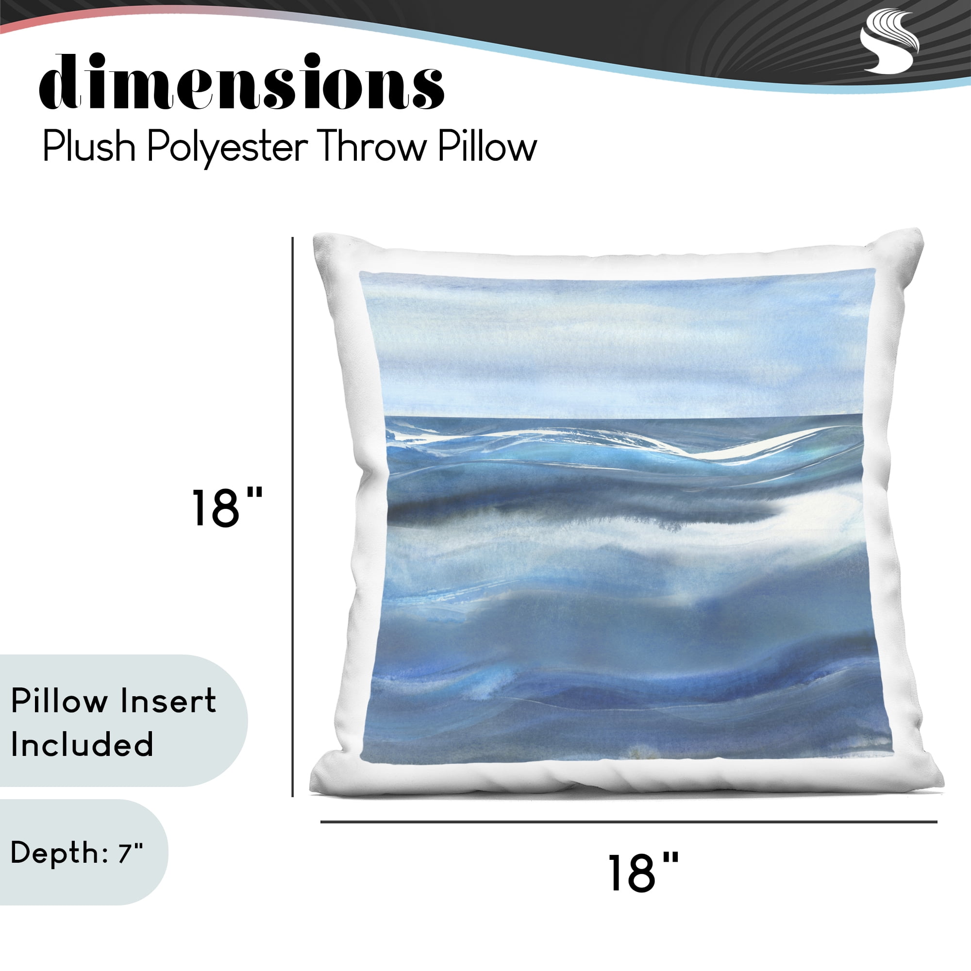 Stupell Industries Calm Expanse of Ocean Waves Decorative Printed Throw Pillow, design by Susan Jill, 18 x 7 x 18