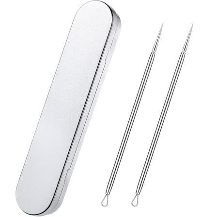 Lsupdaol Titanium Lancet Needle Pimple Popper Tool Facial Milia Remover Blackhead Blemish Remover Blackhead Whitehead Extractor Professional Lancet Zit Blemish Comedone Removal Tool 2 Pieces with Box