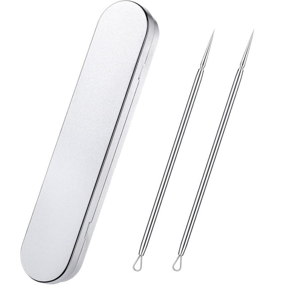Lsupdaol Titanium Lancet Needle Pimple Popper Tool Facial Milia Remover Blackhead Blemish Remover Blackhead Whitehead Extractor Professional Lancet Zit Blemish Comedone Removal Tool 2 Pieces with Box