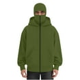 thumbnail image 3 of Momasggi Men's Balaclava Hoodie Jacket with Face Mask Windproof Zip Up Hoodies Double Hooded Sweatshirt Outwear Athletic Coat Army Green S, 3 of 9
