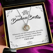 Aphrodite’s Badass Bestie Luxe Crown Silver Necklace Pendant, Female, Women, Teens, Girls Gift