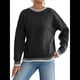 thumbnail image 3 of Suéteres de Gran Tamaño para Mujer, Cuello Redondo, Bloque de Color, Suéter de Invierno, Mangas Farol, Abertura Lateral, Suéter de Punto, Tops Negro S, 3 of 9
