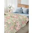 thumbnail image 4 of Pink Flowers Twim XL Size Flat Sheet, Wrinkleproof & Fadeproof Cooling Flat Bed Sheet Only, Green Country Botanical Floral Leaves Breathable Soft Bedding Top Sheets 66 x 102 Inches, 4 of 8