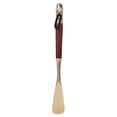 thumbnail image 2 of Calzador de metal con forma de cabeza de león y mango largo de madera, herramienta para levantar zapatos, cuchara pequeña con forma de cabeza de león marrón de 58 cm, 2 of 12