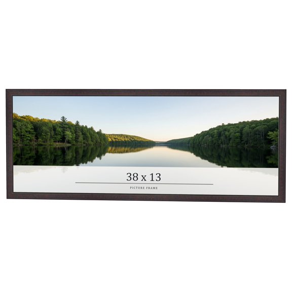 38x13 Rustic Brown Real Wood Picture Frame Width 0.75 inches | Interior Frame Depth 0.5 inches |