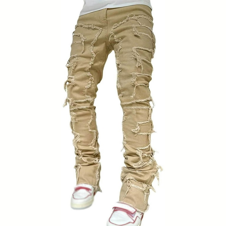 パンツ DISTRESS MULTI PATCH SLIMFIT DENIMPANTS Mens Crystals Patched Jeans Skinny Splash Stretch Slim