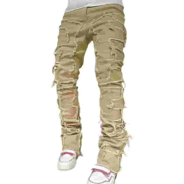 Quealent Mens Stacked Jeans Slim Fit Ripped Jeans Destroyed Quealent Mens Stacked Jeans Slim Fit Ripped Jeans Destroyed