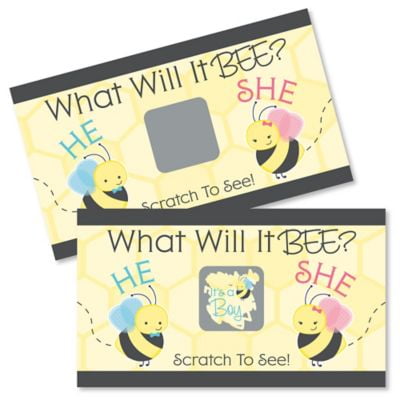 Guess the gender baby shower gender reveal scratch off game card 