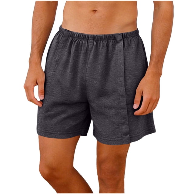 Pantalones Cortos de Cintura Elástica para Hombre Color Sólido Pantalones Cortos Casuales con Botón Totalmente Abierto para Hombres Primavera Y Verano