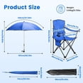 thumbnail image 5 of Folding Camping Chair with Detachable 8-Rib Sun Umbrella, 42.13 Inch Canopy Aluminum Alloy Portable Lawn Chair Supports 330LBS with Cup Holder, 5 of 15