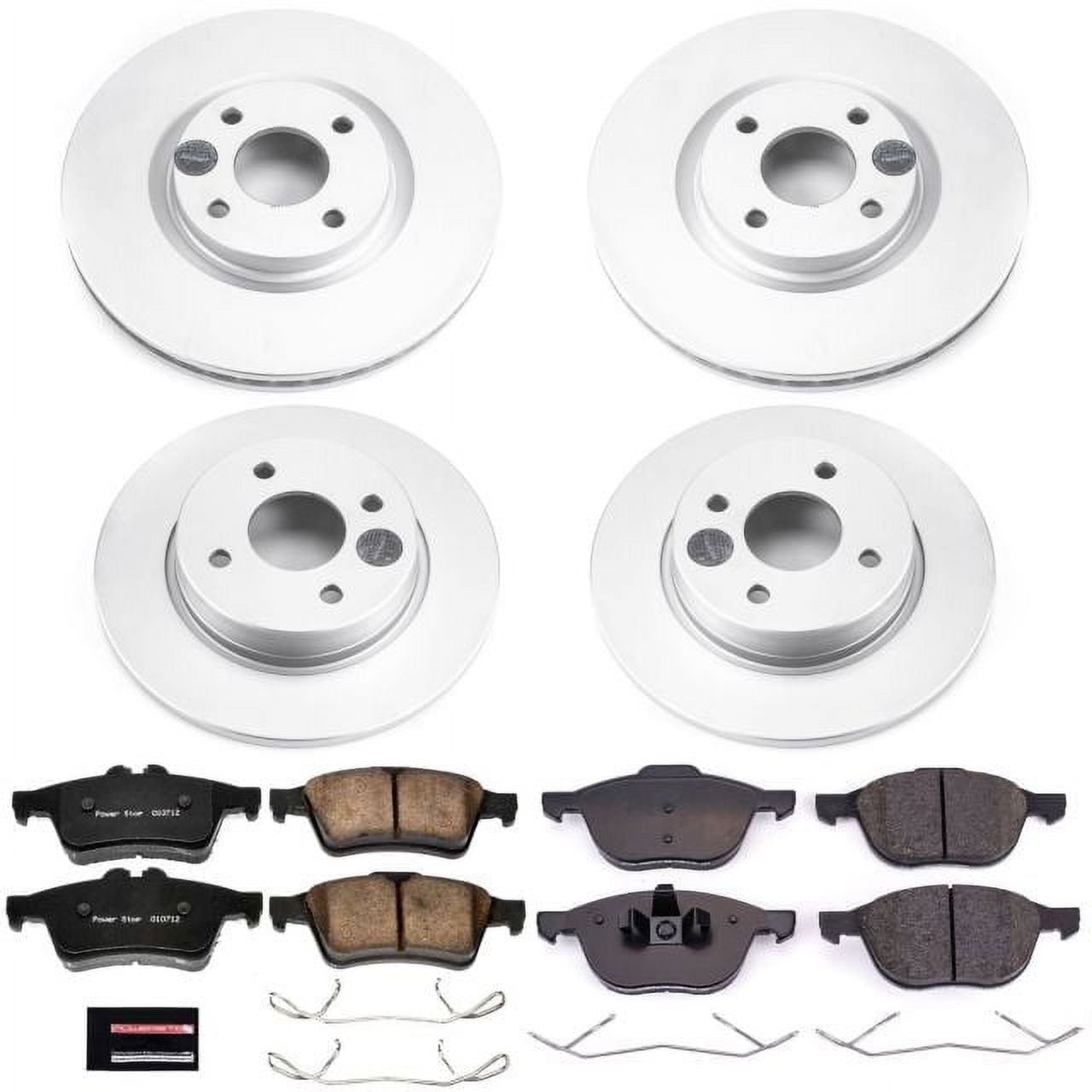 PowerStop Front and Rear Geomet Coated Brake Rotor and Pad Kit Fits: FORD Select Models CRK7910