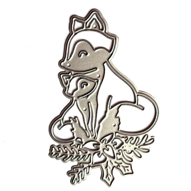 Efecto 3D Diy Crafts Cutter Die Fox Pattern Stencil Álbum De Fotos Tarjeta De Felicitación Scrapbooking Acero Al Carbono Relieve Cutter Die Para Home Office Dormitorio Moyic HA019193-00