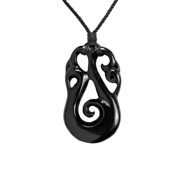 81stgeneration Women's Men's Hand Carved Horn New Zealand Maori Koru Spiral Pendant Necklace