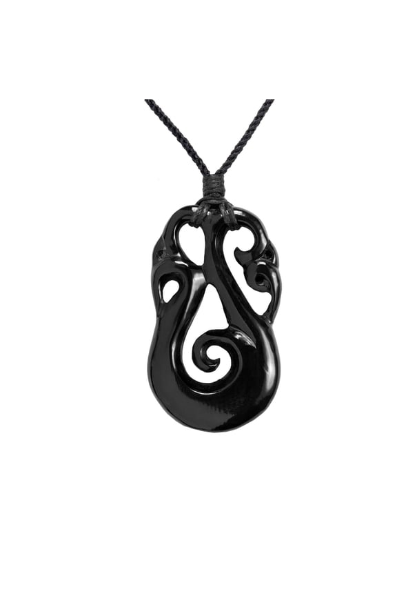 Women's Men's Hand Carved Horn New Zealand Maori Koru Spiral Pendant Necklace