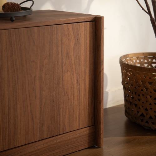 63" Buffet Sideboard Cabinet with 2 Doors & 2 Drawers, Soft-Close Hinges and Silent Slide Drawers, MDF Storage Credenza Console for Living Room, Dining Room, Entryway, Walnut Brown