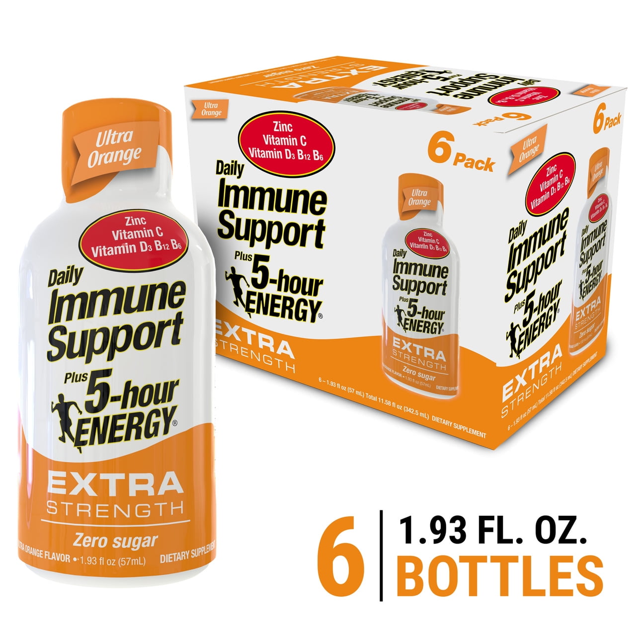 Daily Immune Support Plus 5-hour Energy®, Ultra Orange, Extra Strength, 6 Count