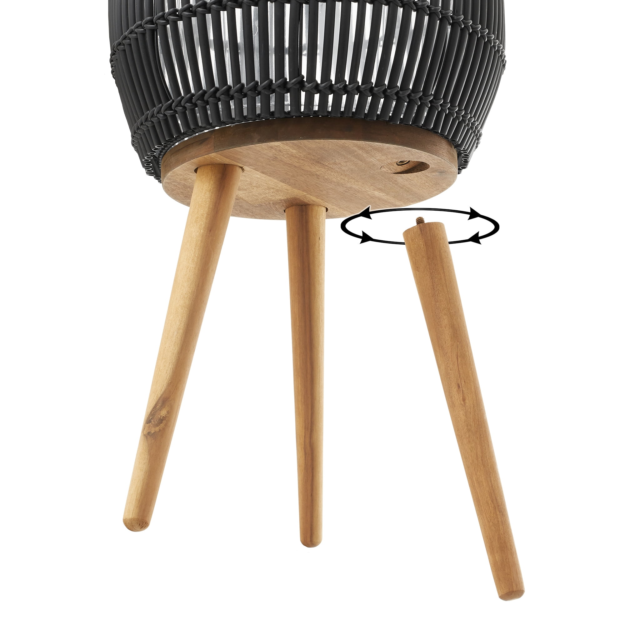 Casafield Floor Planter with Wood Legs in Black, Planter Basket with Stand, Large Plant Pot Cover with Liner