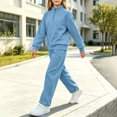thumbnail image 4 of Kids Girls' 2-Piece Tracksuit Set Half Zip Pullover Sweatshirt and Jogger Sweatpants Long Sleeve Activewear Casual Lounge Wear for Sports Running Play, 4 of 6