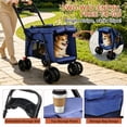 thumbnail image 3 of 4-Wheel Folding Pet Stroller for Small Dogs and Cats, Pet Rolling Carrier with Storage Bag, Breathable Mesh & 2 Safety Leashes, 3 of 9