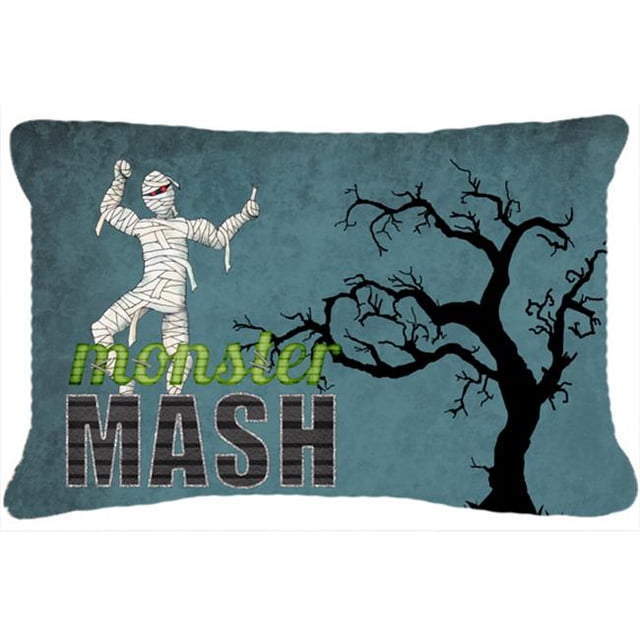 Monster Mash With Mummy Halloween Indoor & Outdoor Fabric Decorative Pillow