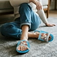 thumbnail image 3 of COEQINE Santa Claus Snowman Cardinal Blue Indoor Slippers for Women, Cozy Slip On Home Slides Christmas Fluffy Sandals Slip On Bedroom Slippers Machine Washable Y2K Footwear for House Trip, 42-43, 3 of 7