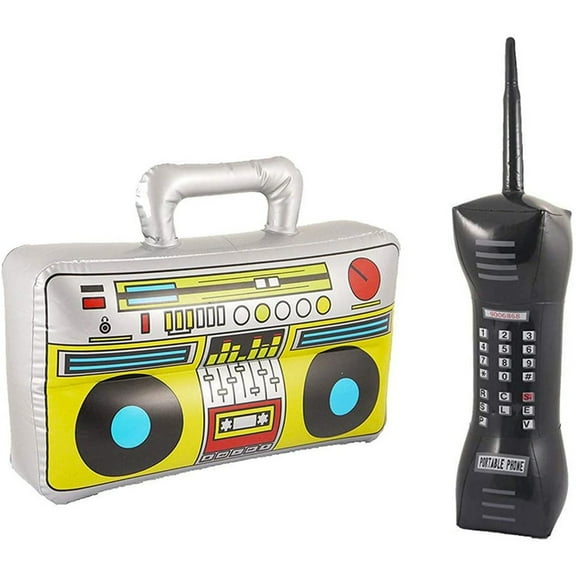 TERGAYEE Inflatable Retro Boombox and Phone Set - Party Props, Inflatable Boombox & Retro Phone Props for Themed Events, Birthdays, and Celebrations