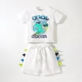 thumbnail image 2 of JLFKNG Toddler Baby Boys Clothes Outfits Cute Sweet Dinosaur Printed Shirt Tops Short Sleeve Shorts With Elastic Waist Design Breathable Loose Fit 2Pcs Outfits Sets Suitable For Dailywear, 2 of 9