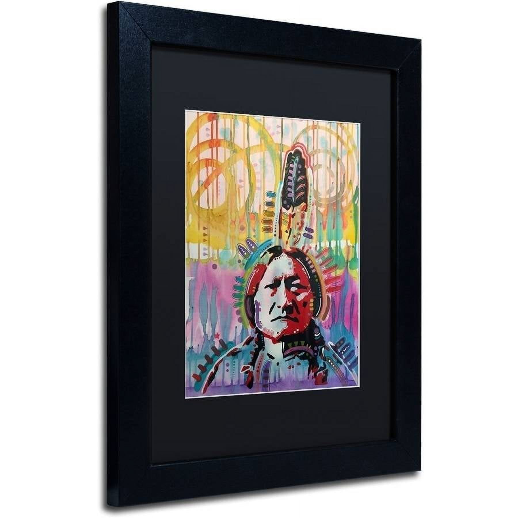 Trademark Fine Art "Sitting Bull 2" Canvas Art by Dean Russo, Black Matte, Black Frame