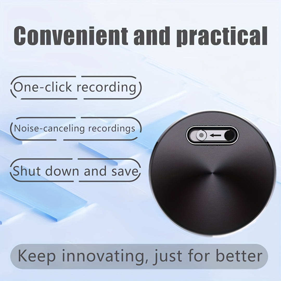 Smart Voice Recorder: One-Touch HD Recording, Noise Reduction, Long Battery & Large Storage, Voice-to-Text, MP3 Playback, Sleek Black Design
