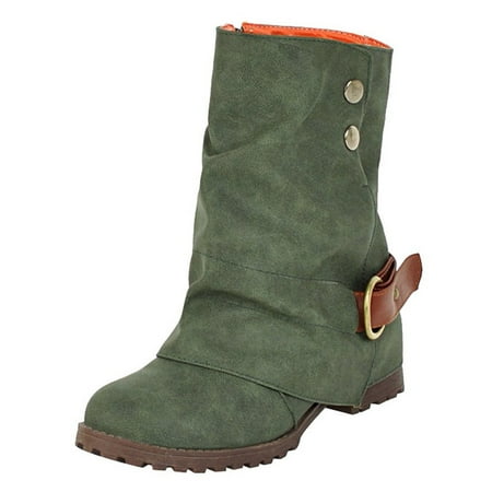 

Wesracia Boots For Women Winter Boots Retro Women Autumn Winter Zipper Square Heels Short Booties Round Toe Shoes