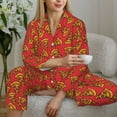 thumbnail image 6 of Daiia Pizza Cartoon for Women's Long-Sleeved Pajama Set – Soft & Comfortable Sleepwear Button-Up Pajamas Cozy Lounge Wear-X-Large, 6 of 7