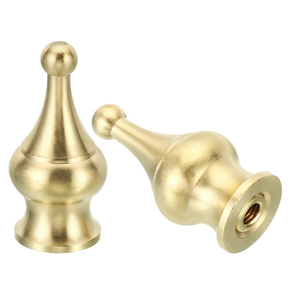 Uxcell 1.8" Tall Brass Lamp Finials Cap Knob 2 Set Lamp Screw Holder Tapped 1/4-27 Table Floor Lamp Shade Decorations