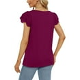 thumbnail image 6 of Summer Tops for Women Clearance-Sale Short Sleeve Solid Color Lace T-Shirts Square Neck Basic Fitted Tee Fashion Trendy Ladies Softy Holiday Going Out Tops Purple,S, 6 of 9