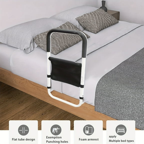 Bedside Armrest Safety Bed Railing With Storage Bags For The Elderly Home, Fall Barriers And Standing Aids
