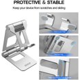 thumbnail image 5 of Big Heavy Cell Phone Stand for Desk - Simr Adjustable Desktop Foldable Phone Holder for iPhone 13 12 Pro 11 X XS, iPad Mini, 4-13" All CellPhones (Silver), 5 of 5