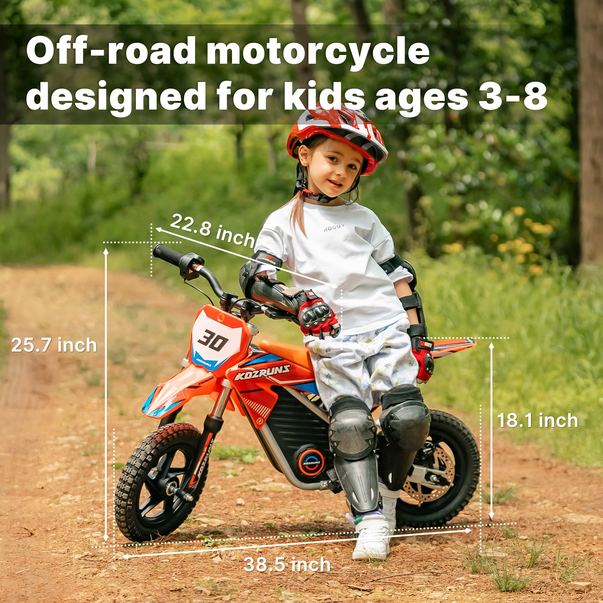 Racing Electric Dirt Bike for Kids, 36V Peak 400W Powerful Motorcycle with Dual Shock Absorption, 12 inch Tires Safe Disc Brake for Ages 3-6 Orange