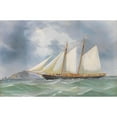 thumbnail image 2 of Antonio De Simone 14x11 Black Ornate Wood Framed Double Matted Museum Art Print Titled: English Protective Yacht in Front of the Rock Coast of Capri (1884), 2 of 5