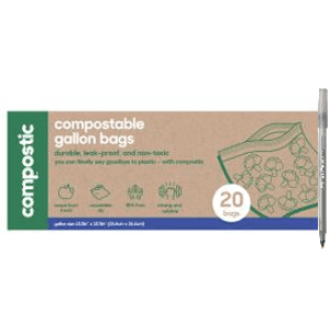 Compostic 100% Compostable Gallon Bags, Food Storage, Resealable with pan