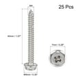 thumbnail image 2 of Tornillos autorroscantes con arandela hexagonal Phillips Uxcell M4 x 40mm de acero inoxidable 304, paquete de 25, 2 of 4