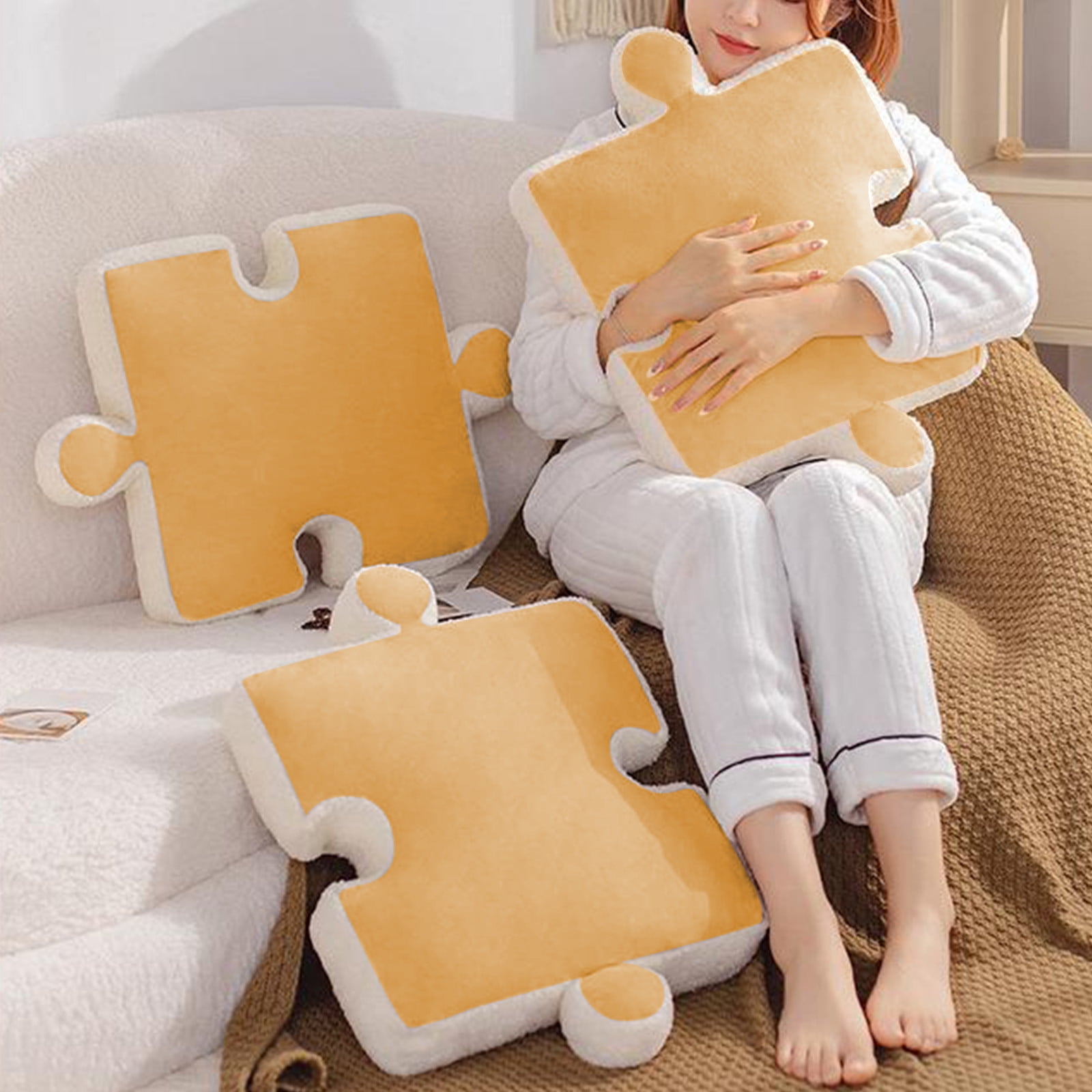 WNEXOPE Puzzle Piece Throw Pillow Soft Plush Puzzle Shaped Pillow Lambs Wool Floor Cushion Decorative Novelty Pillow Black 18x22 Inch Walmart