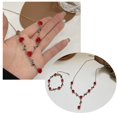 thumbnail image 4 of 3 piezas de collares de flores rojas rosas para mujer, aretes colgantes de flores rosas rojas, pulseras rosas, conjuntos de joyas de oro rosa para graduación, 4 of 5
