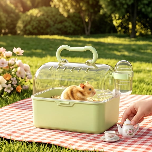 Hamster Cage Plastic with Carry Handle Panoramic Cover and Deep Base for Syrian Dwarf Hamsters Gerbils & Mice